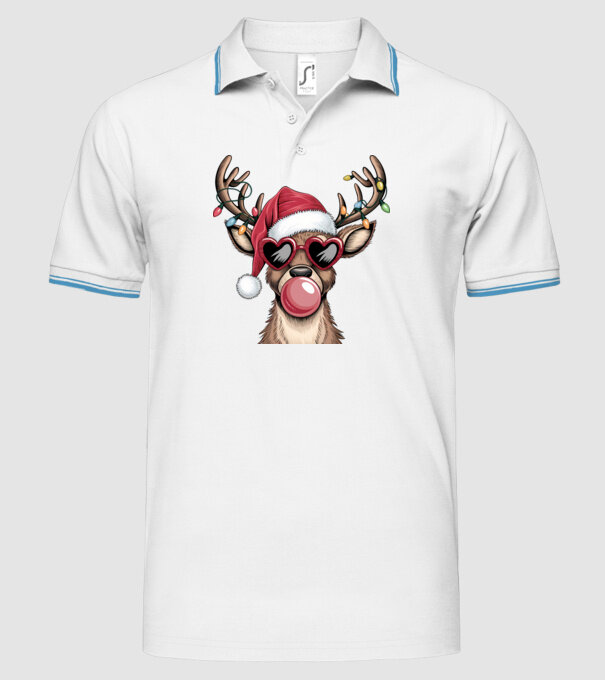 Ren amuzant de Crăciun model alb pe tricou
