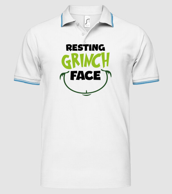 Resting Grinch face model alb pe tricou