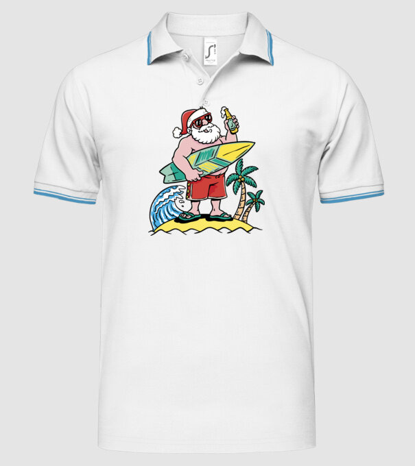Santa Claus Summer model alb pe tricou