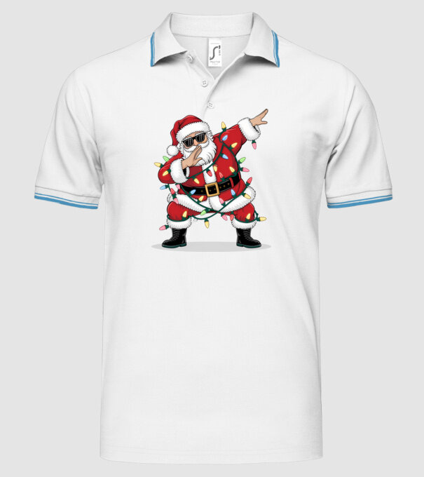 Santa Dab model alb pe tricou