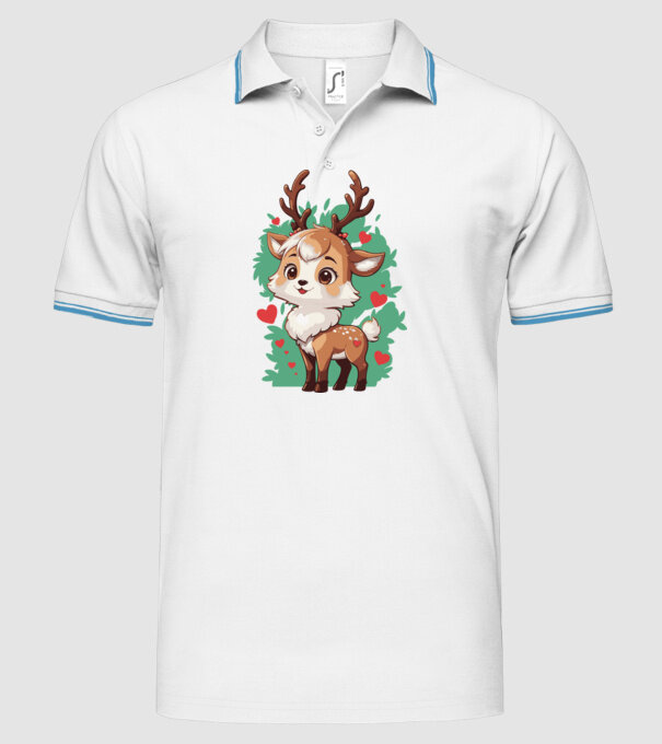 Valentine Deer model alb pe tricou