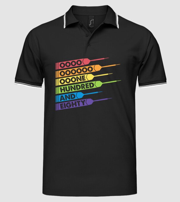 180 Darts Retro model negru pe tricou