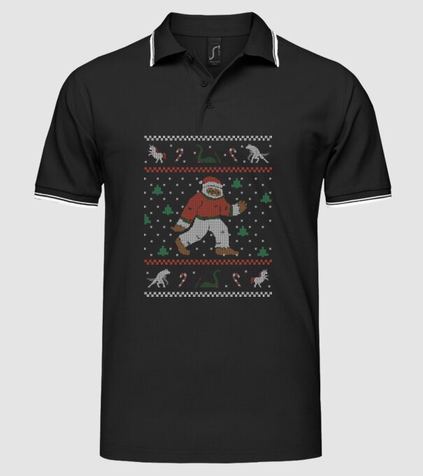 Ugly Sweater Yeti model negru pe tricou