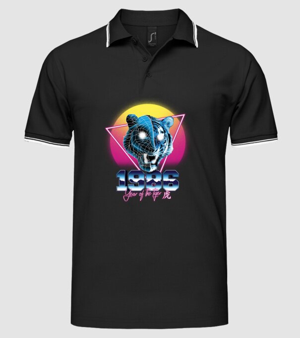 1986 Year of the Tiger model negru pe tricou