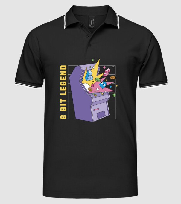 8 Bit Legendă Arcade Slot Machine model negru pe tricou