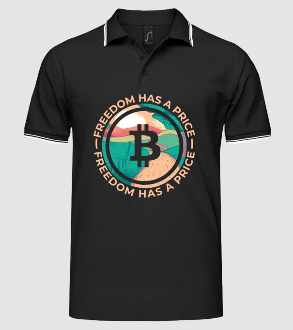 Libertatea are preț Bitcoin model negru pe tricou