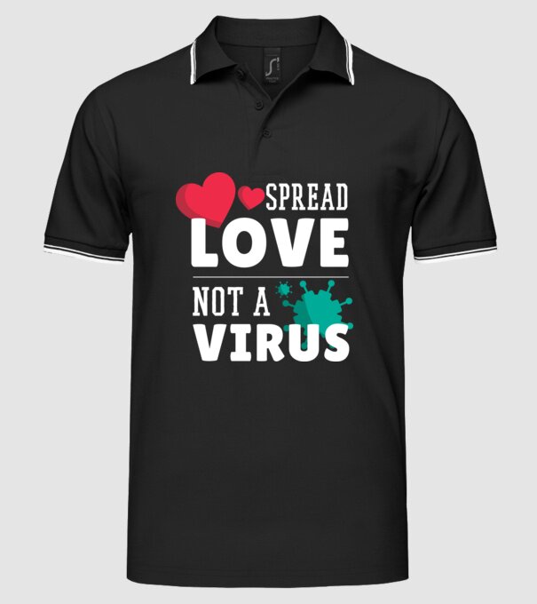 Răspândește dragostea, nu virusul model negru pe tricou