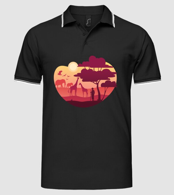 Peisaj african model negru pe tricou
