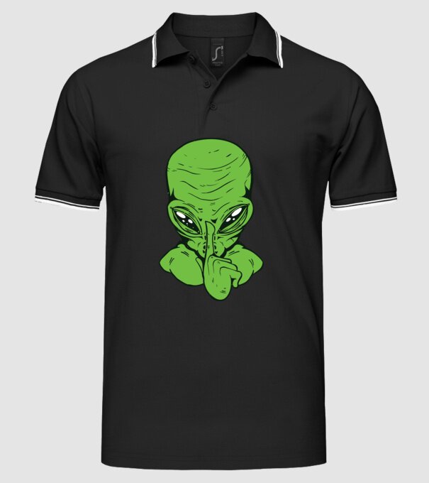 Alien Psst model negru pe tricou