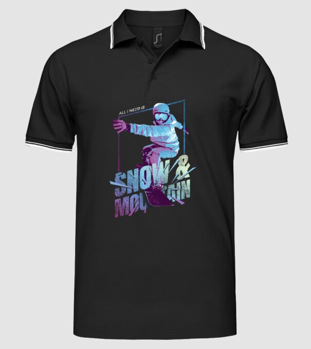 All I need is Snowboard model negru pe tricou