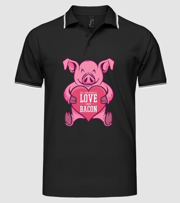 All you need is love and bacon model negru pe tricou