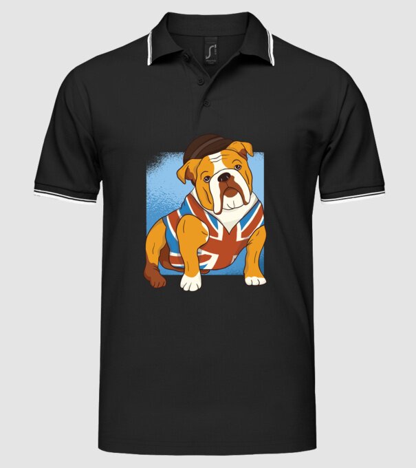 Bulldog englezesc model negru pe tricou