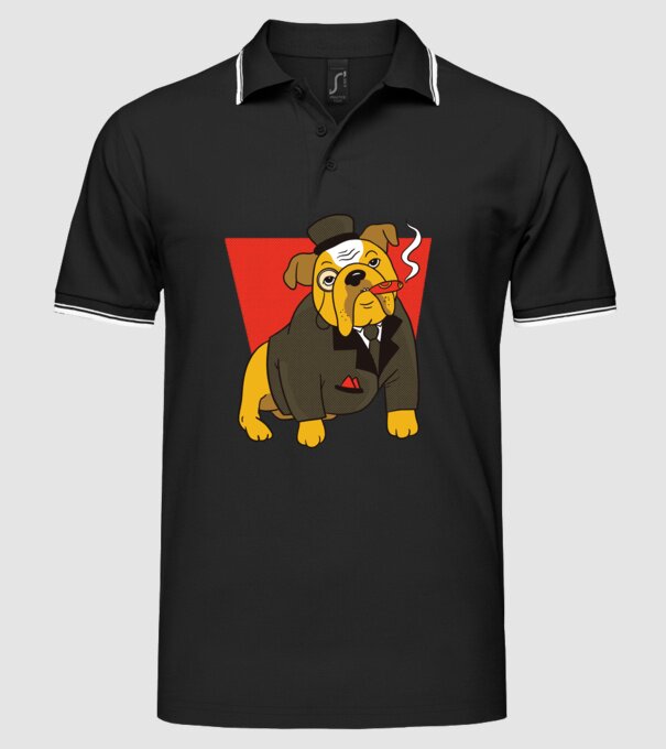 Bulldog englezesc cu trabuc model negru pe tricou