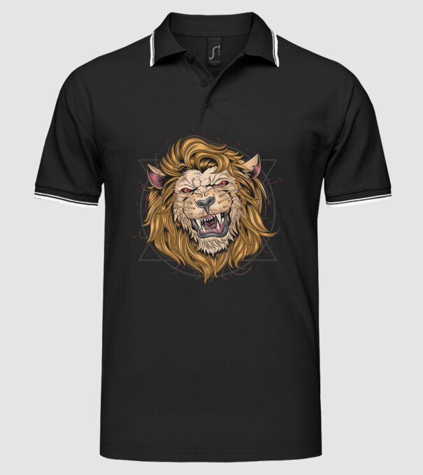 angry lion model negru pe tricou