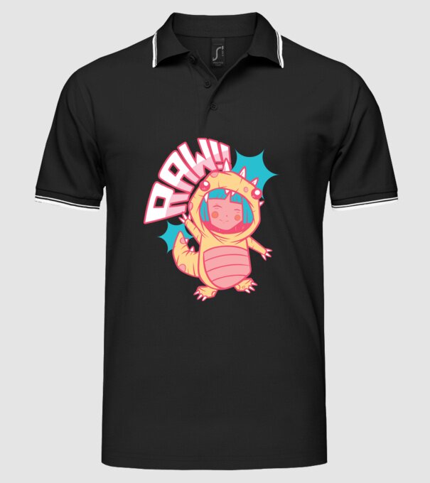 Anime dinozaur model negru pe tricou