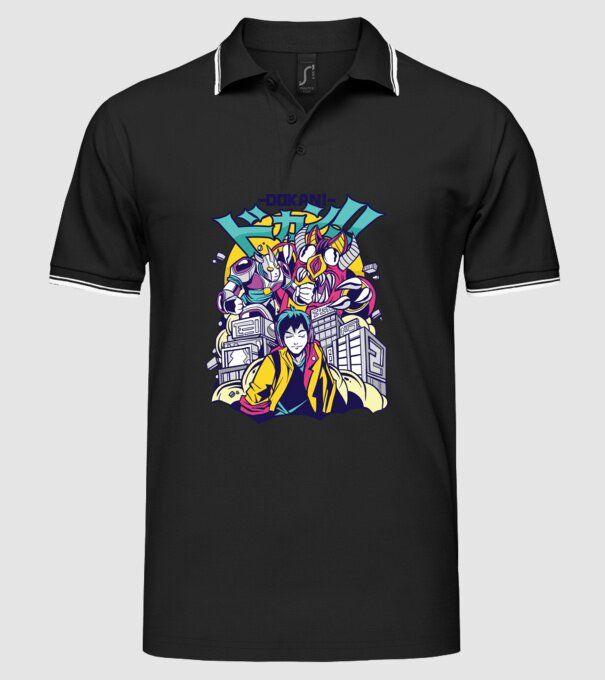 Anime Godzilla model negru pe tricou