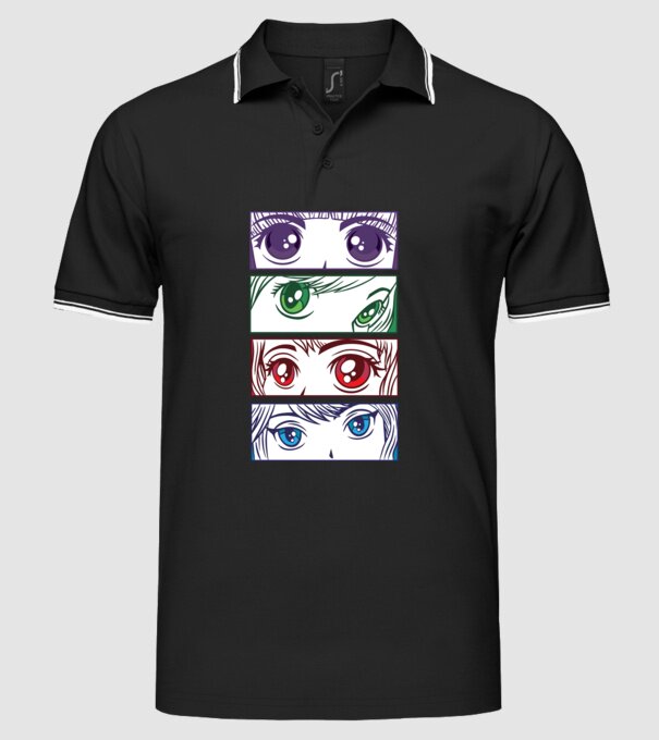 Anime ochi de fată Pop Art model negru pe tricou