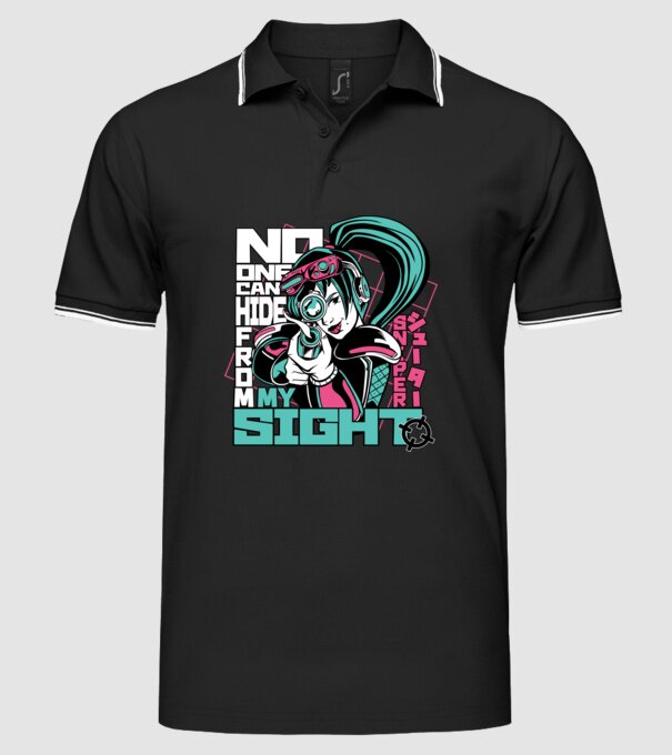 Anime Fată Lunetistă model negru pe tricou
