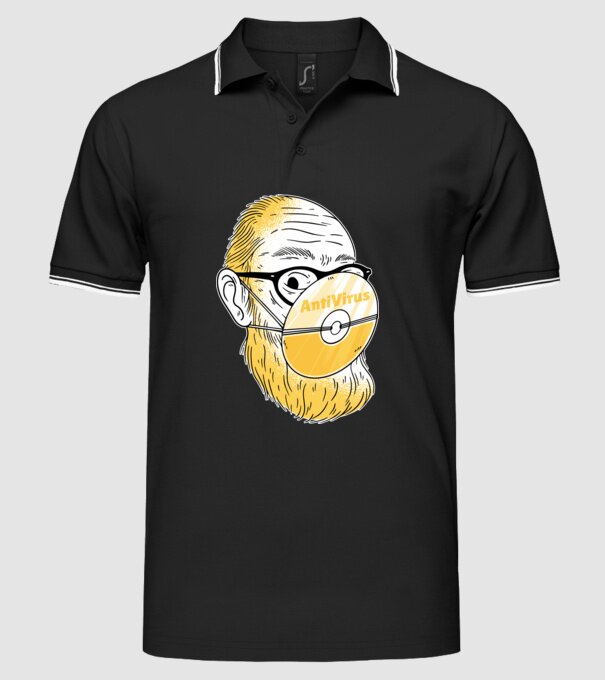 Antivirus model negru pe tricou