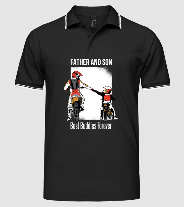Tată și Fiu cei mai buni Prieteni - Motociclist model negru pe tricou