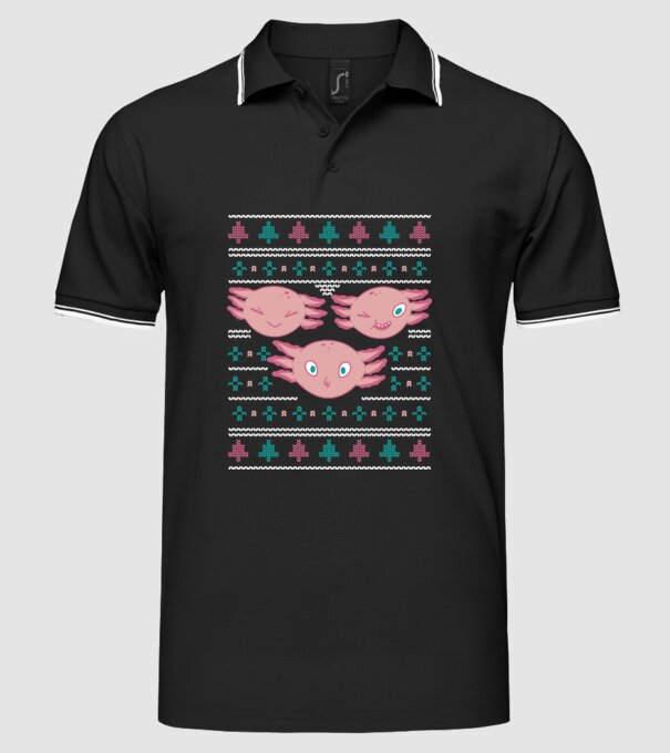 Pulover urât Axolotl model negru pe tricou