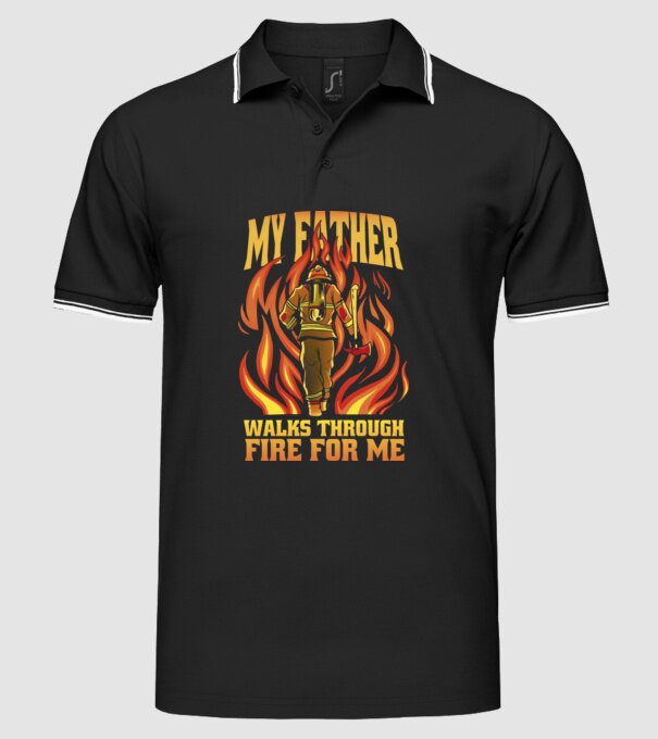 Tatăl meu trece prin foc pentru mine model negru pe tricou