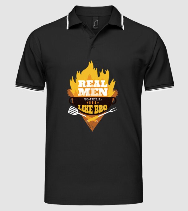 Bărbații adevărați miros a grătar model negru pe tricou