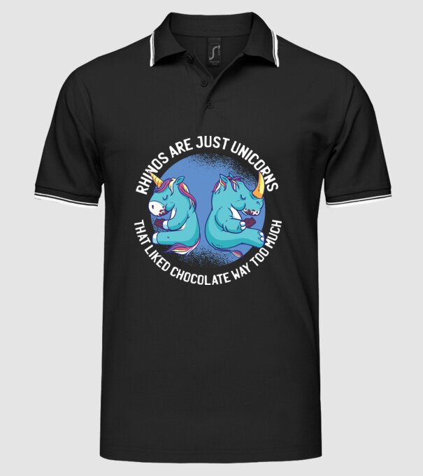 Rinocerul este, de asemenea, un unicorn model negru pe tricou