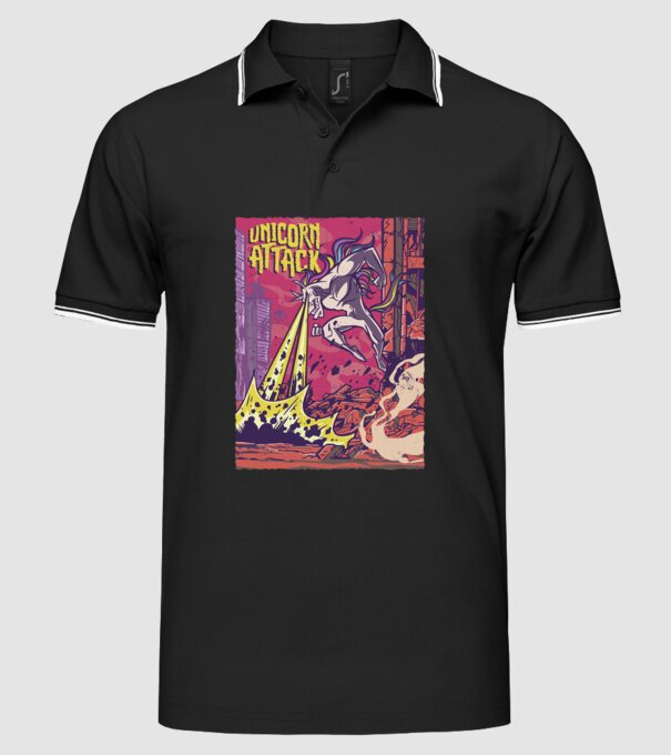 Atacul Unicornului model negru pe tricou