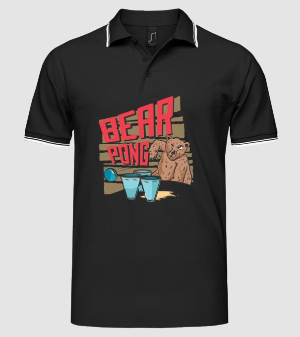 Bear Pong model negru pe tricou