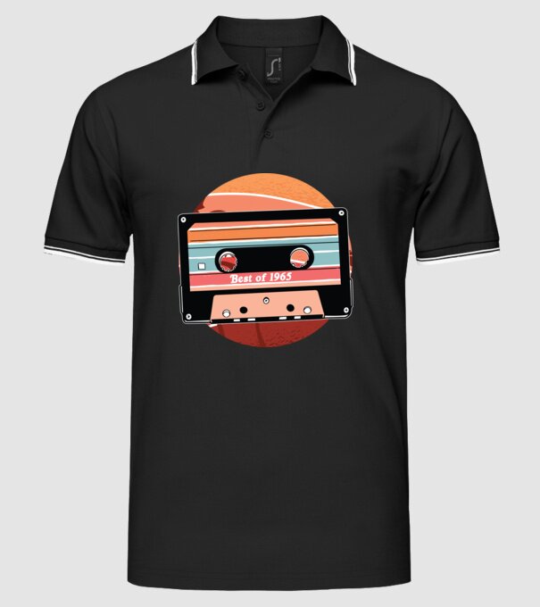 Best of 1965 retro Tape Birthday model negru pe tricou