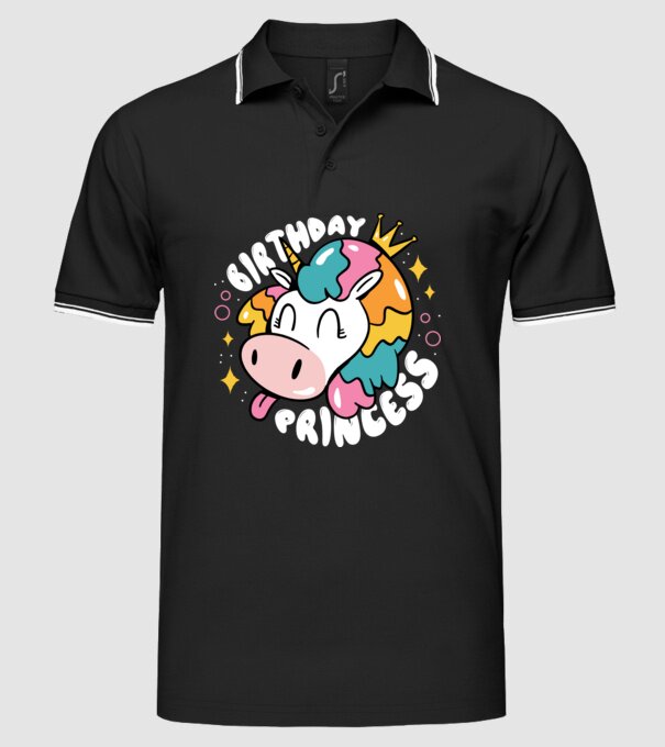 Birthday Princess Unicorn model negru pe tricou