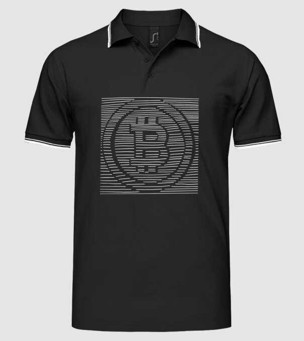Linii 3d Bitcoin model negru pe tricou