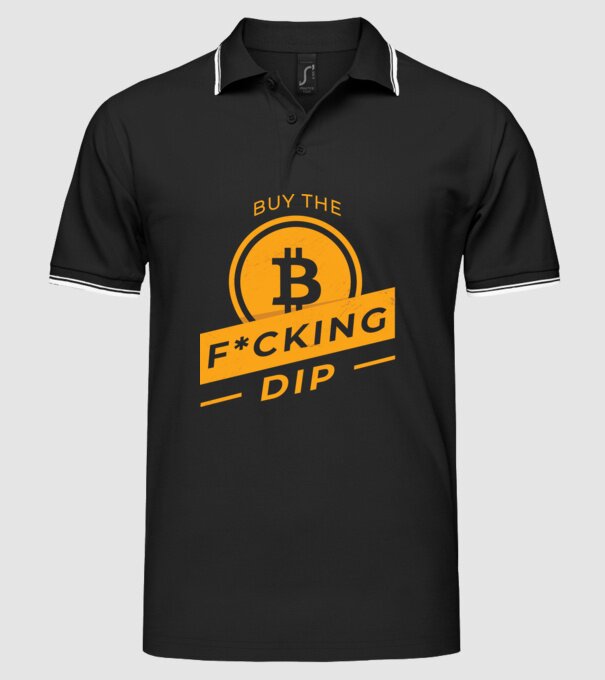 Bitcoin - Buy the fucking dip model negru pe tricou