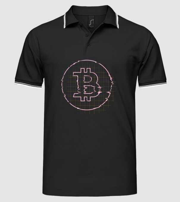 Bitcoin Glitch model negru pe tricou