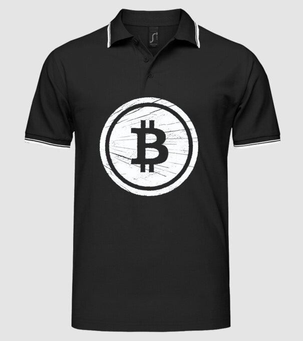 Bitcoin logo model negru pe tricou