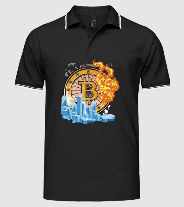 Logo Bitcoin model negru pe tricou