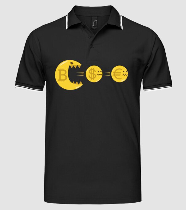Bitcoin Pacman model negru pe tricou