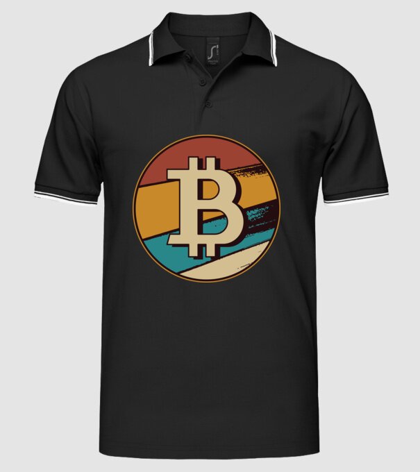 Bitcoin retro model negru pe tricou