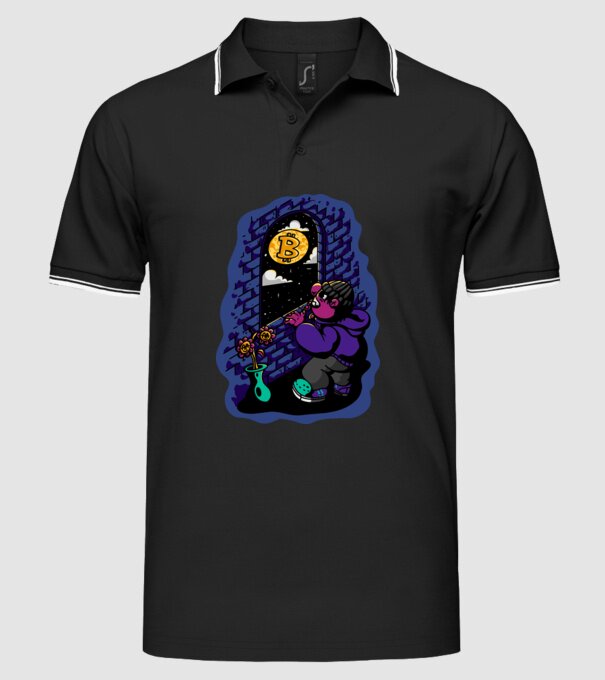 Bitcoin to the moon model negru pe tricou