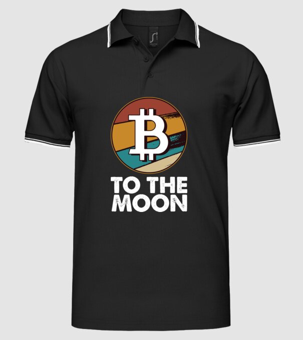 Bitcoin to the moon model negru pe tricou