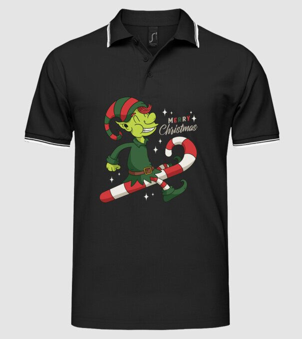 Crăciun Fericit Elf model negru pe tricou