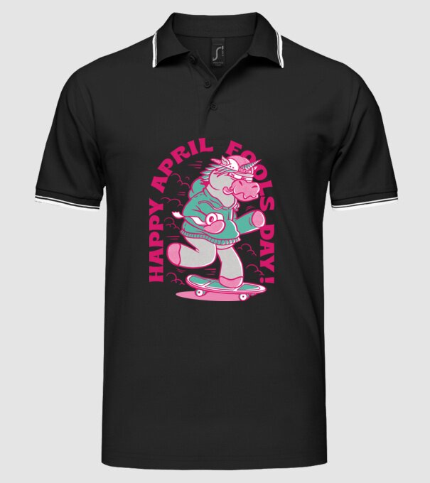 Ziua proștilor Unicorn model negru pe tricou