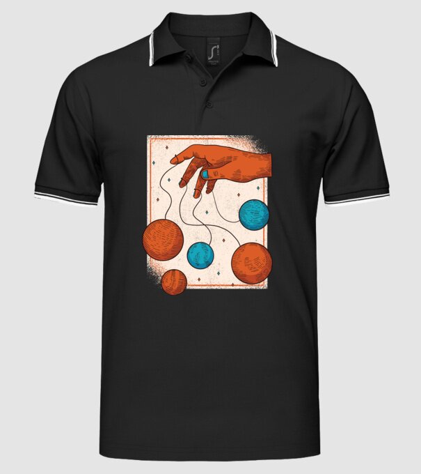 Planete model negru pe tricou