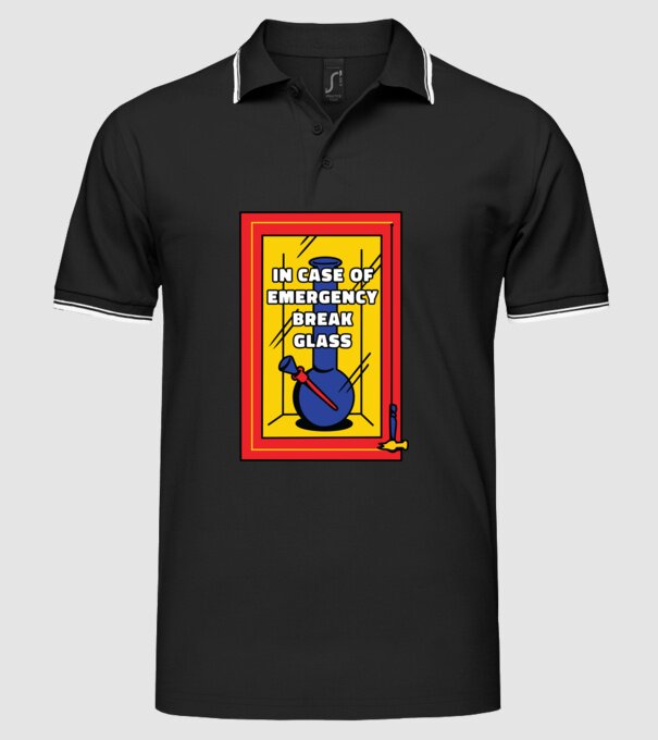 Bong pentru situații de urgență model negru pe tricou