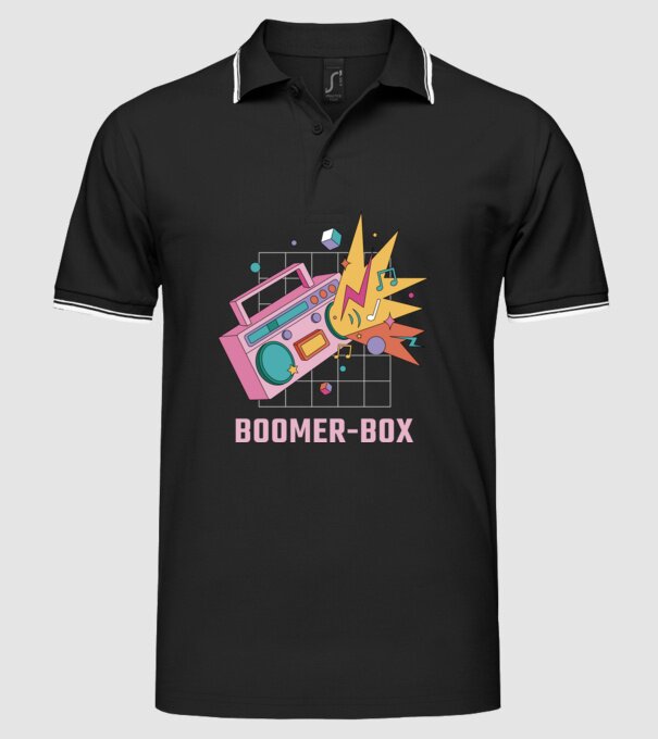 Boomer Box Magnetofon Retro model negru pe tricou