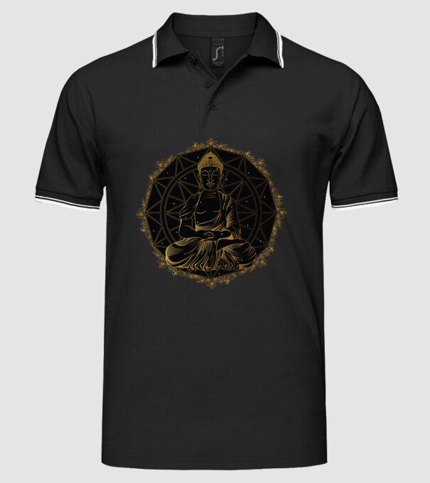 Buddha Mandala model negru pe tricou