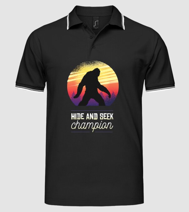campion de-a v-ați ascunselea Yeti model negru pe tricou