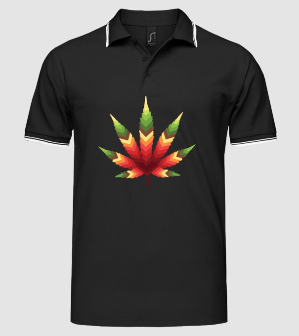 Frunză de canabis model negru pe tricou