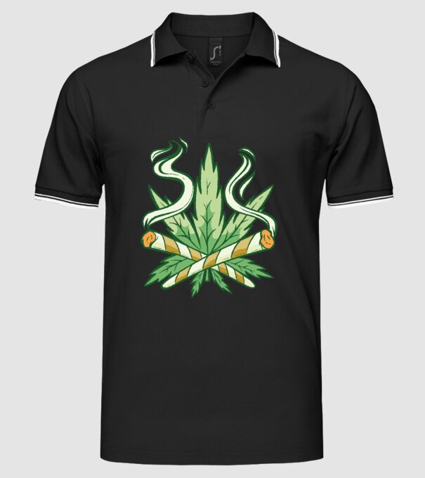Cannabis Marijuana model negru pe tricou